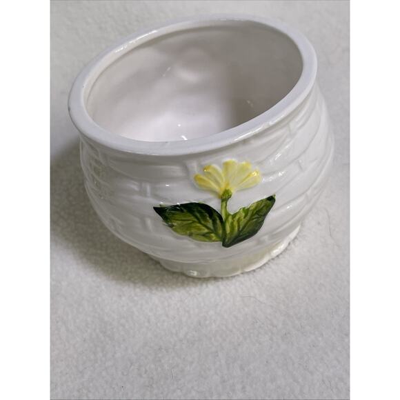 Lefton RUSTIC DAISY #3858 Embossed Daisies Yellow Accents JAM /JELLY & LID - Picture 3 of 8